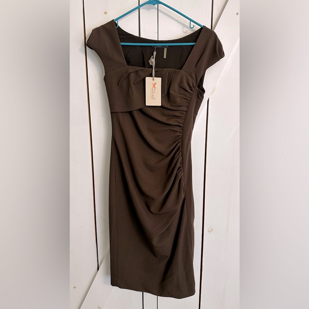 Fitted Midi Sheath Dress in Chocolate